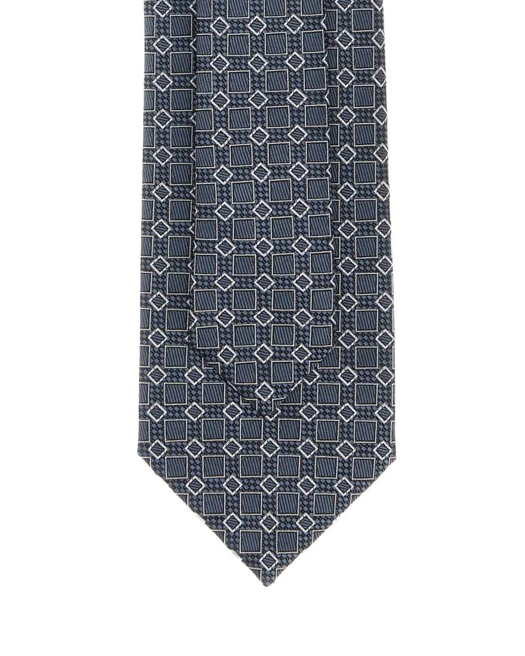 Brioni Blue Patterned Silk Tie for men