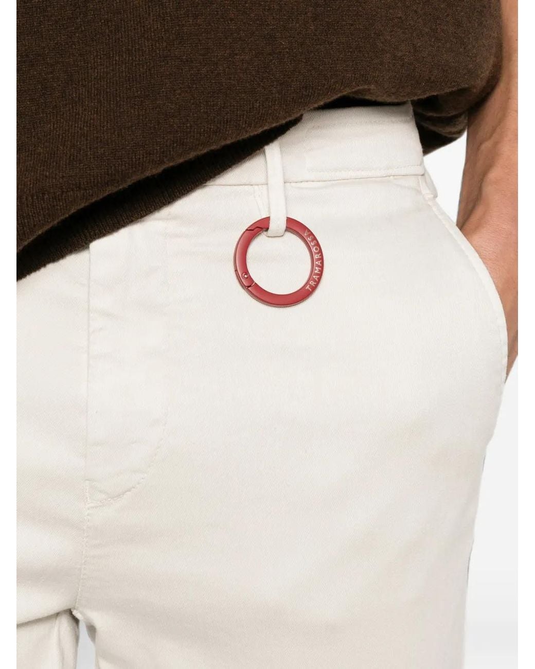 Sartoria Tramarossa White Luis Logo-Plaque Trousers for men