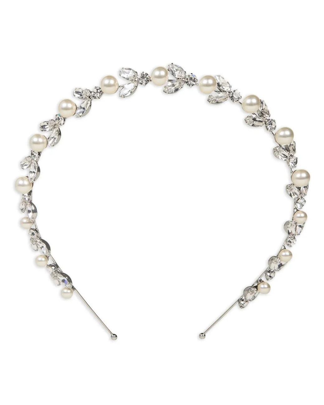 Jennifer Behr White Kamila Crystal-Embellished Headband