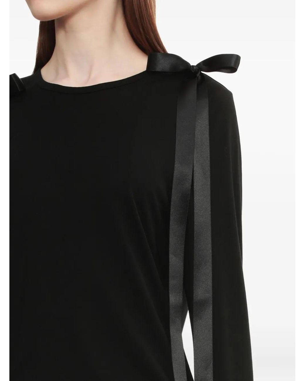 Simone Rocha Black Ribbon-Detail Long-Sleeve T-Shirt