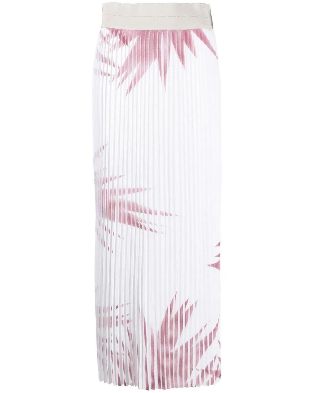 Lorena Antoniazzi White Palm Tree-Print Pleated Skirt