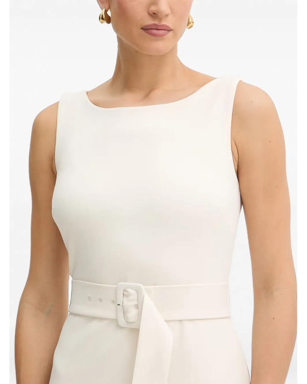 Silvian Heach White Belted Sleeveless Mini Dress