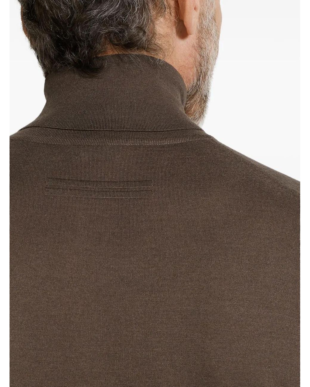 Zegna Brown Turtleneck Cashmere-Blend Sweater for men
