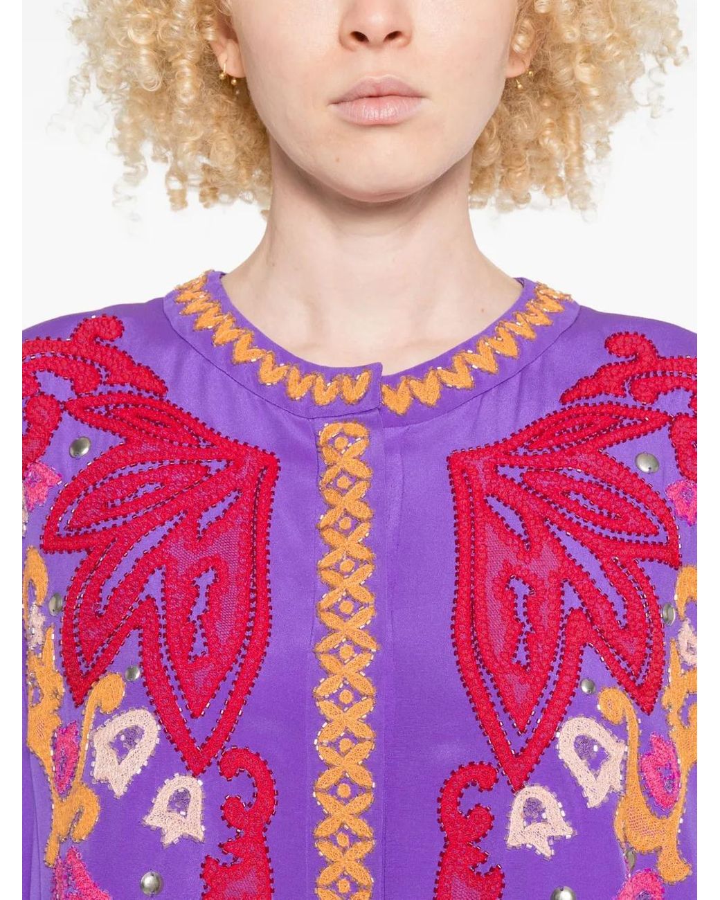 Emilio Pucci Purple Embroidered Silk Maxi Dress