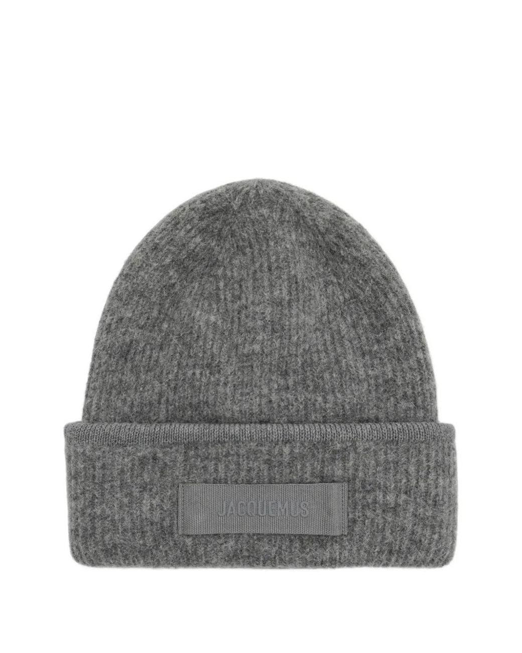Jacquemus Gray Le Bonnet Ribbed Beanie Hat for men