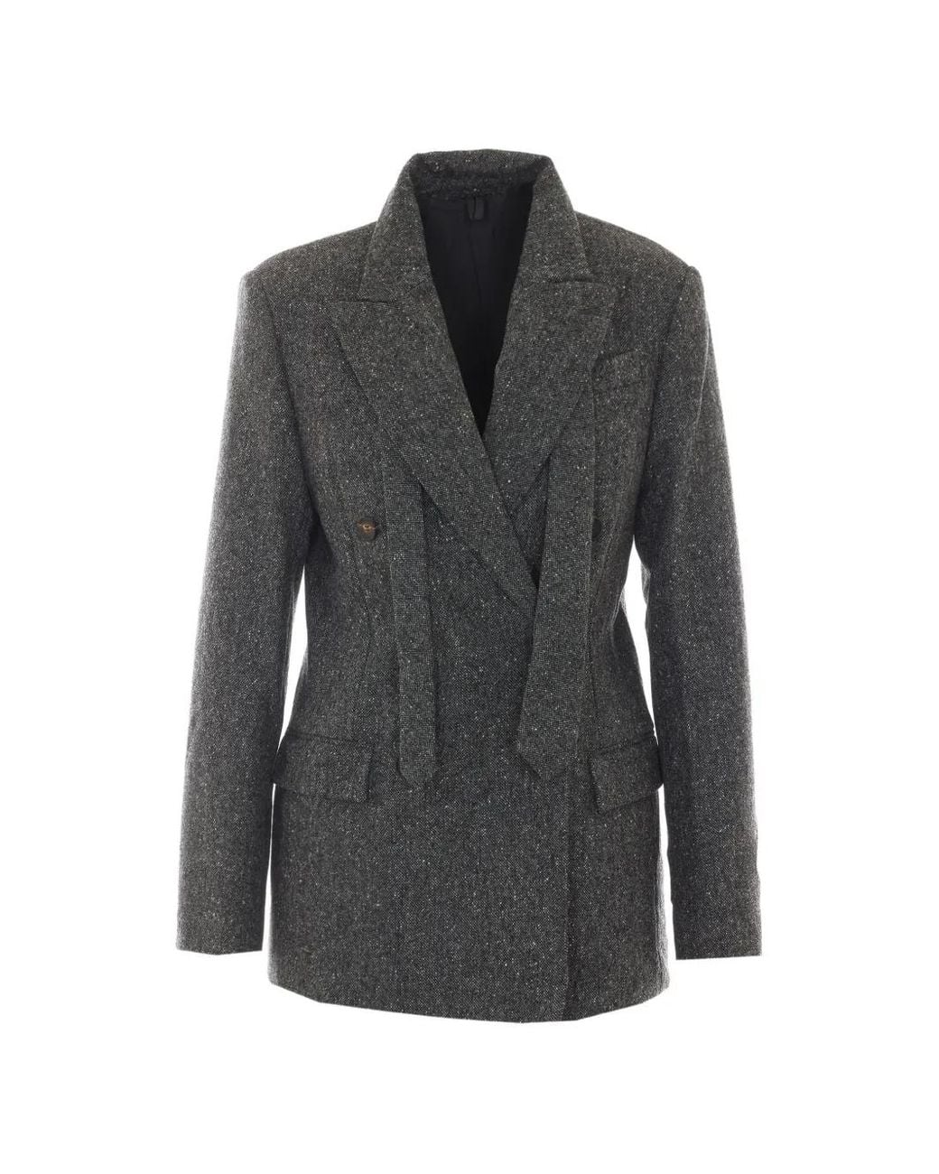 Brunello Cucinelli Black Double-Breasted Tweed Blazer