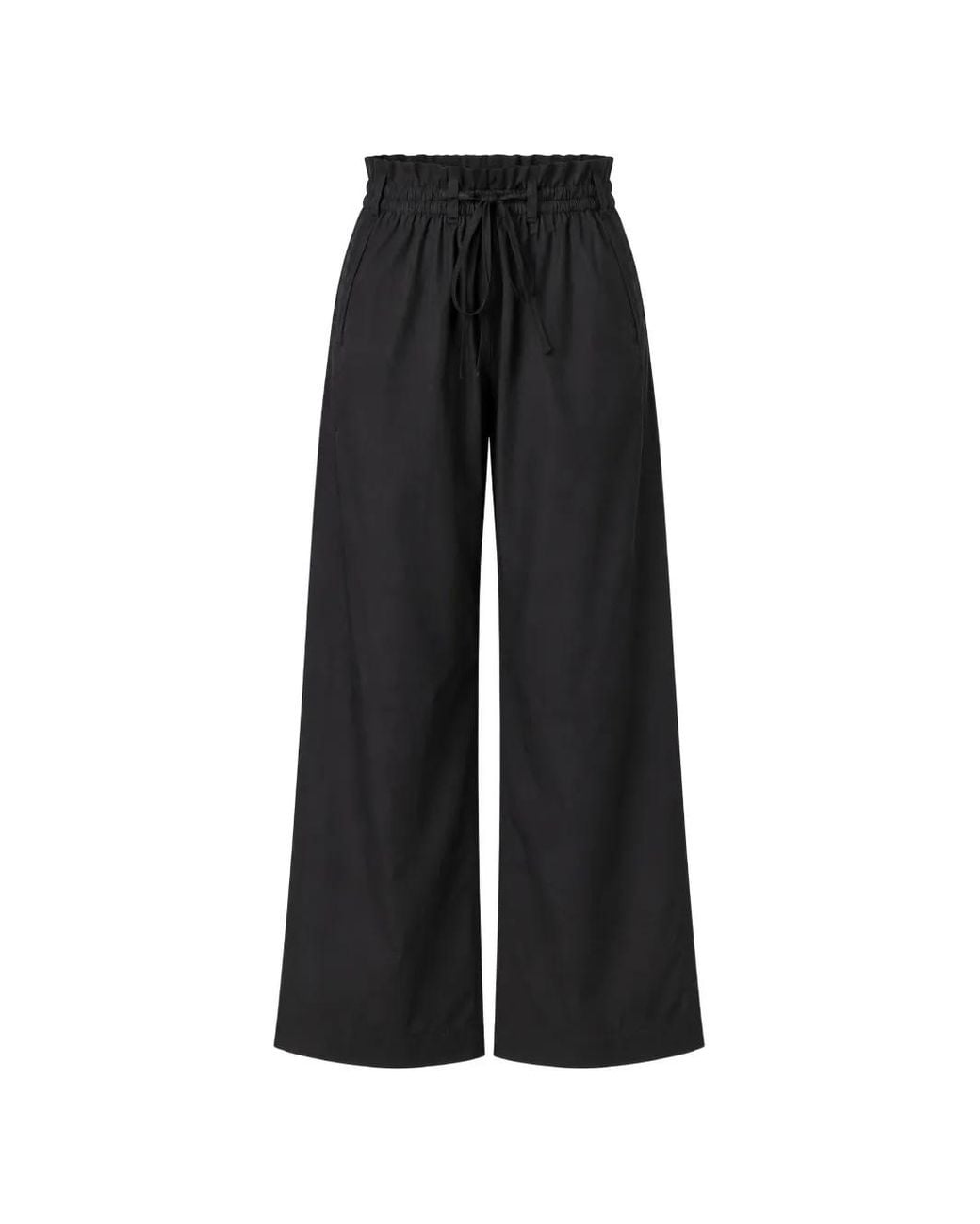 Tela Black Paperbag-Waist Wide-Leg Trousers