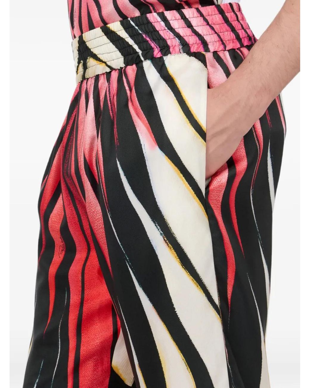 Roberto Cavalli White Ray Of Paradise Print Trousers for men