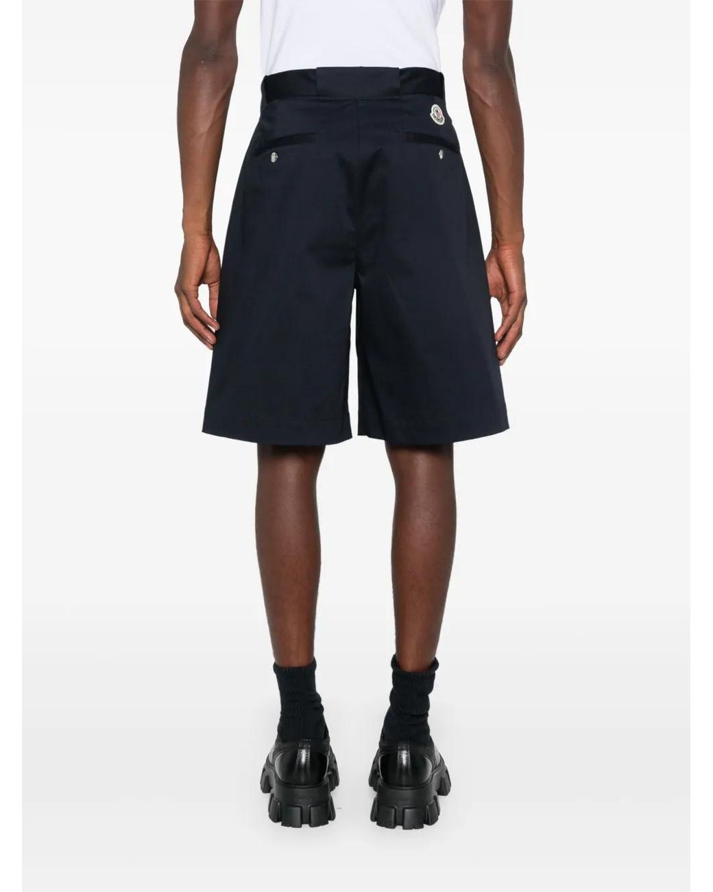 Moncler Blue Gabardine Bermuda Shorts for men