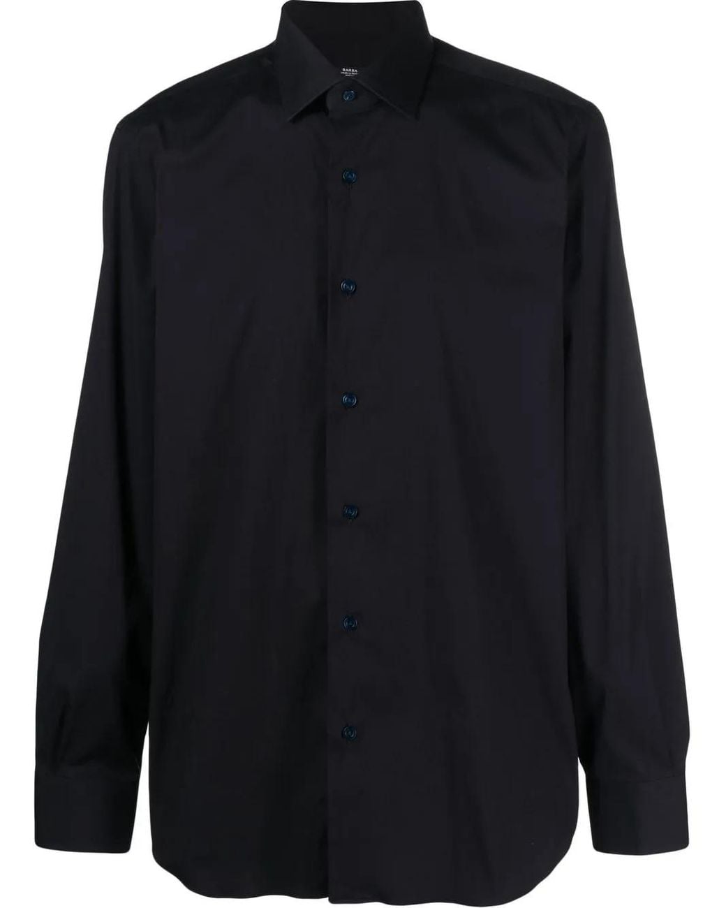 Barba Napoli Blue Long-Sleeved Cotton Shirt for men