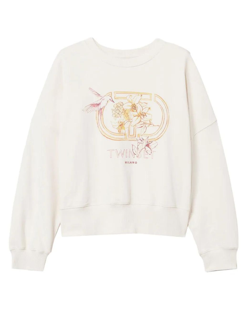 Twinset White Hummingbird-Print Sweatshirt