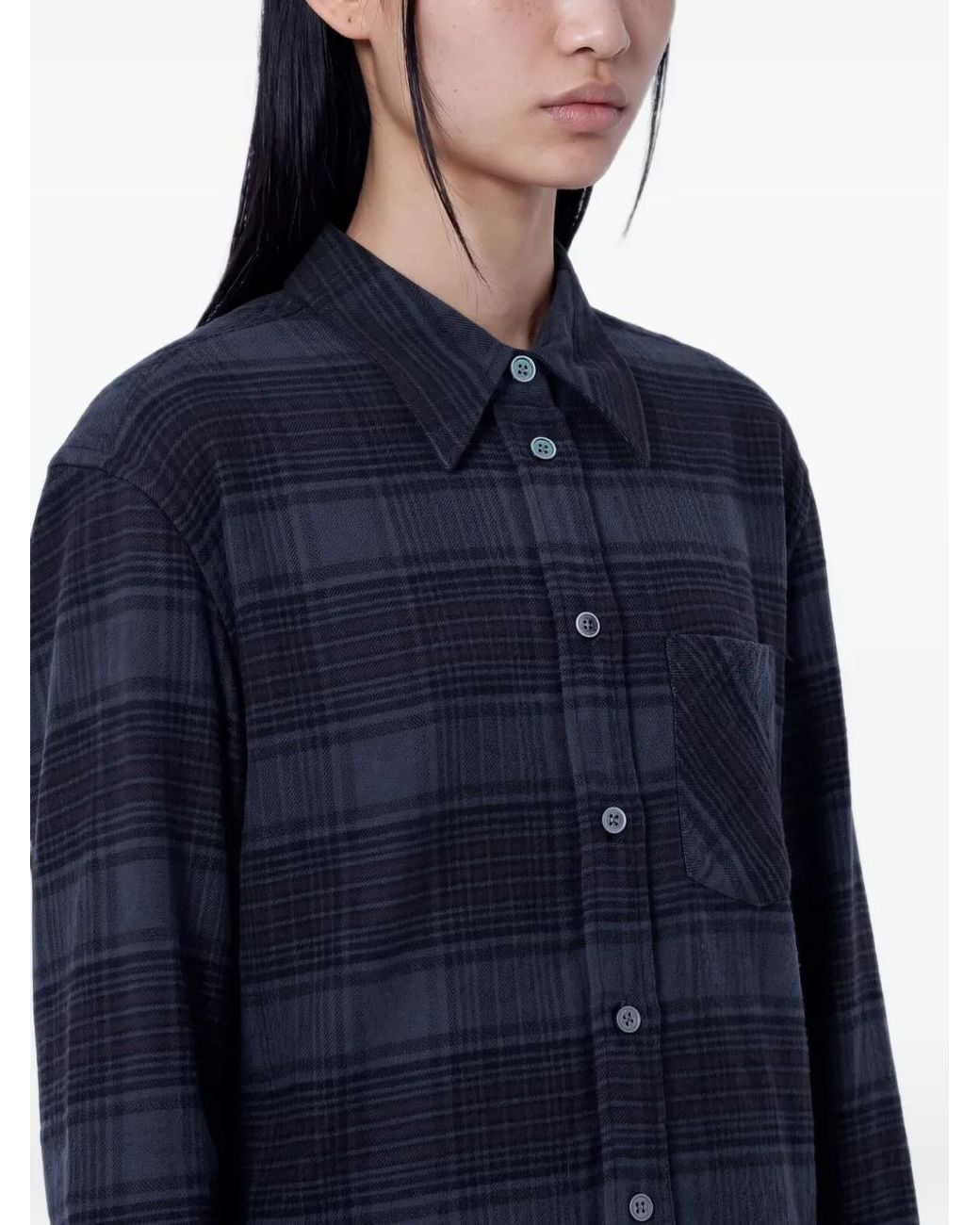 Our Legacy Blue Checked Cotton-Flannel Shirt