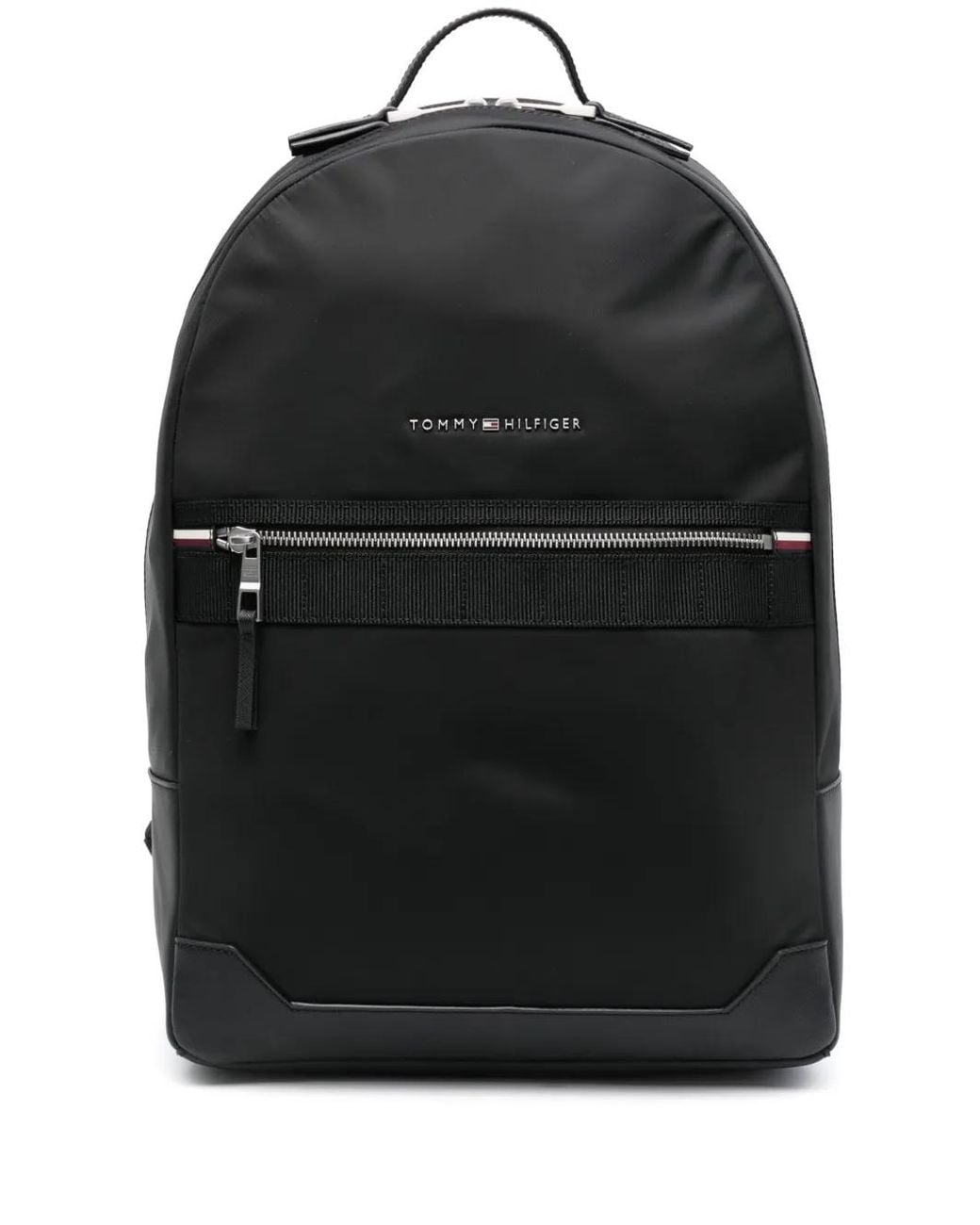 Tommy Hilfiger Black Elevated Logo-Lettering Backpack for men