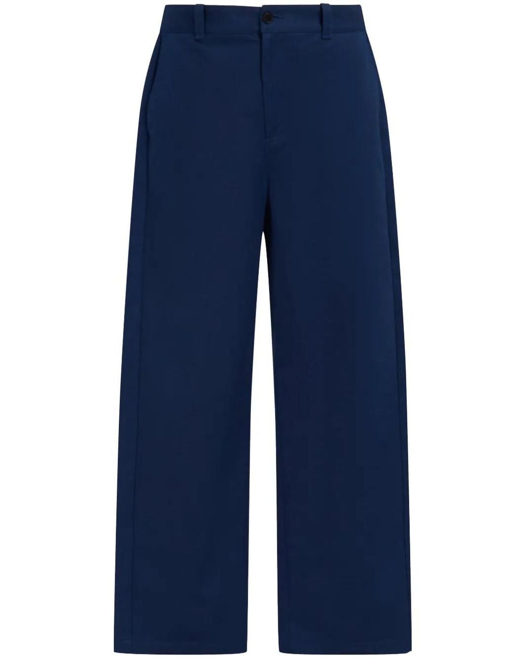 Marni Blue Logo-Waistband Straight-Leg Cotton Trousers for men