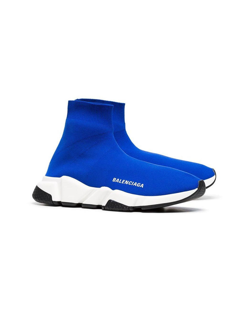 Balenciaga Rubber Blue And White Speed Sock Sneakers | Lyst
