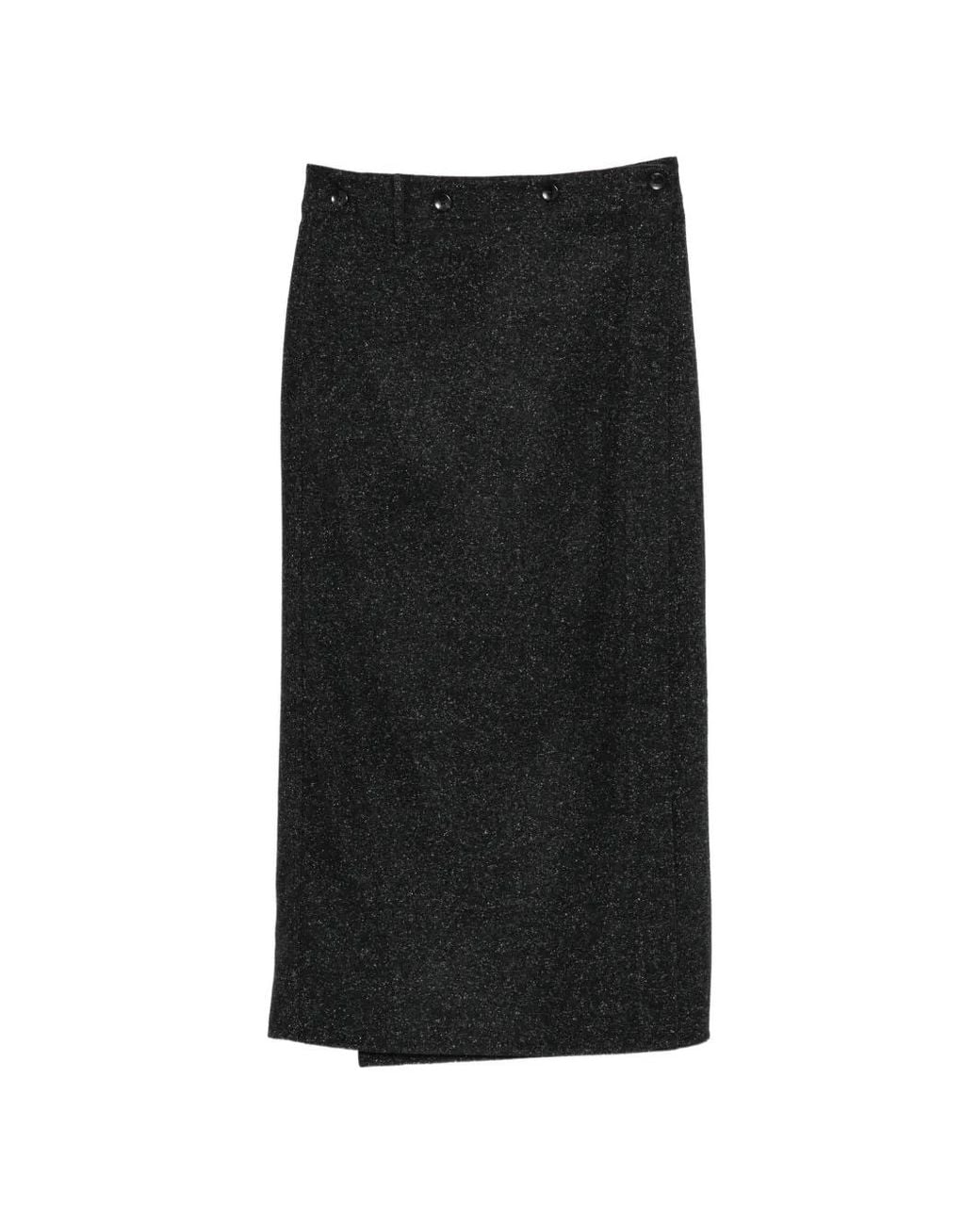 Samuel Guì Yang Black Button-Detail Wrap Skirt