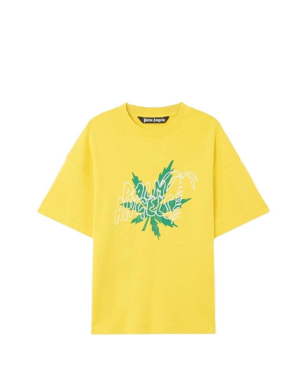 Palm Angels Yellow Palm Leaf T-Shirt for men
