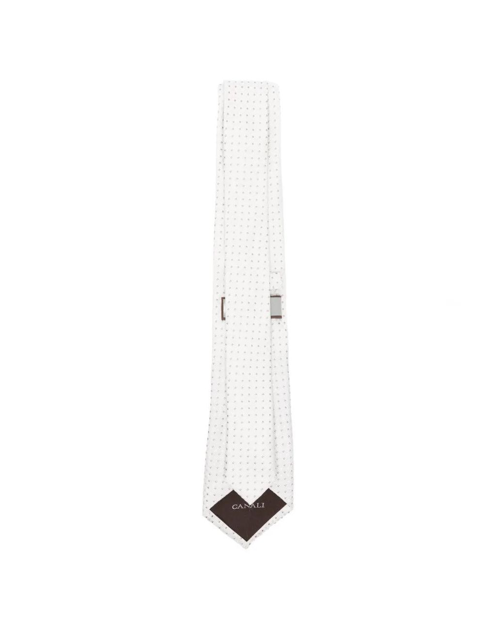 Canali White Micro-Pattern Tie for men