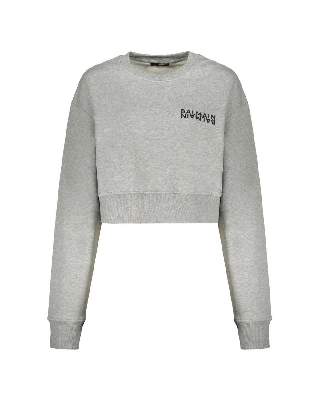 Balmain Gray Cropped Sweatshirt