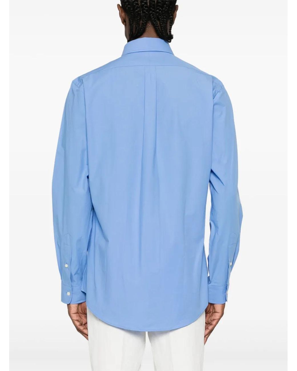 Polo Ralph Lauren Blue Polo Pony-Embroidered Poplin Shirt for men