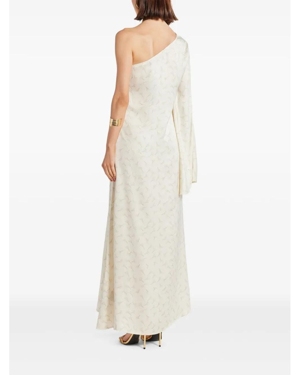 ROTATE BIRGER CHRISTENSEN White Printed One-Shoulder Maxi Dress