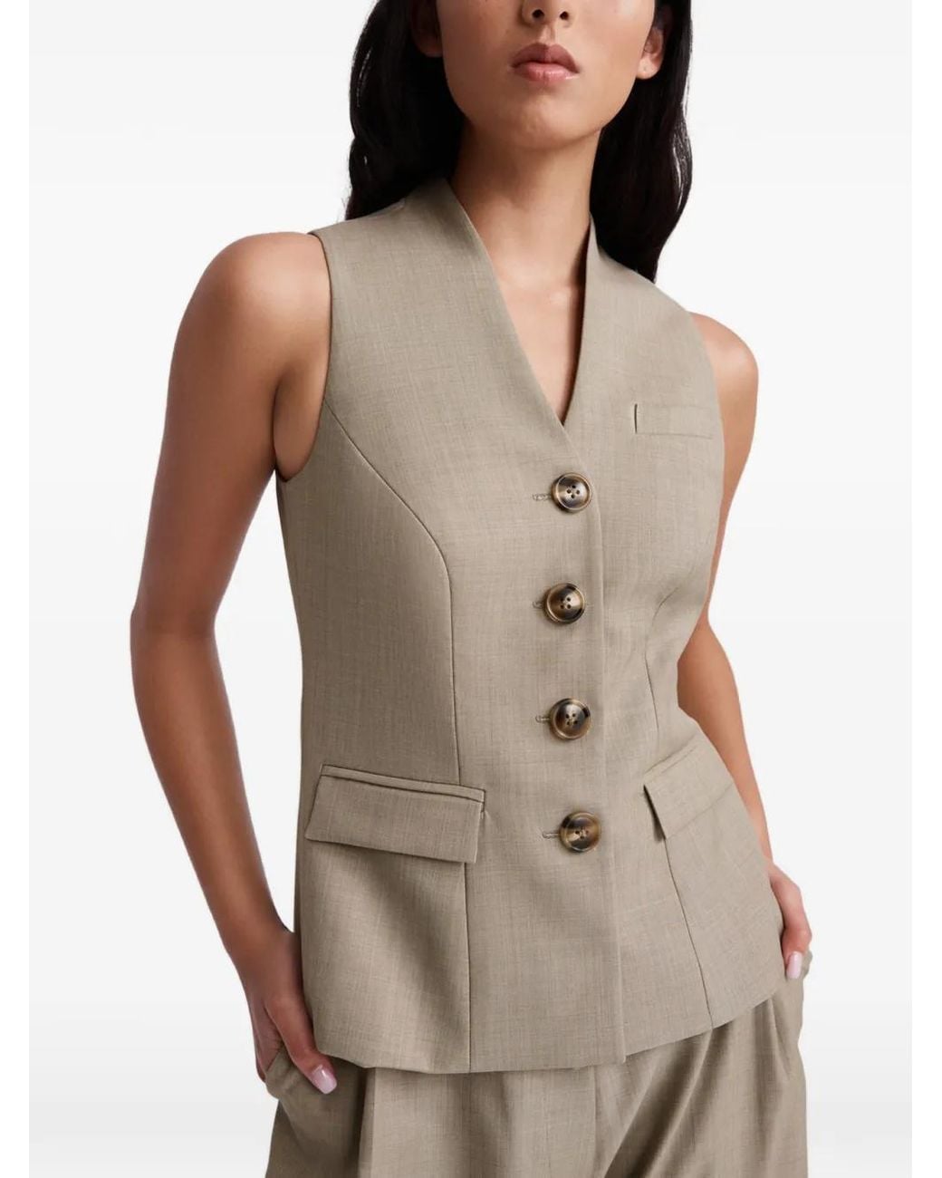 Anna Quan Natural Reid Button-Up Tailored Vest