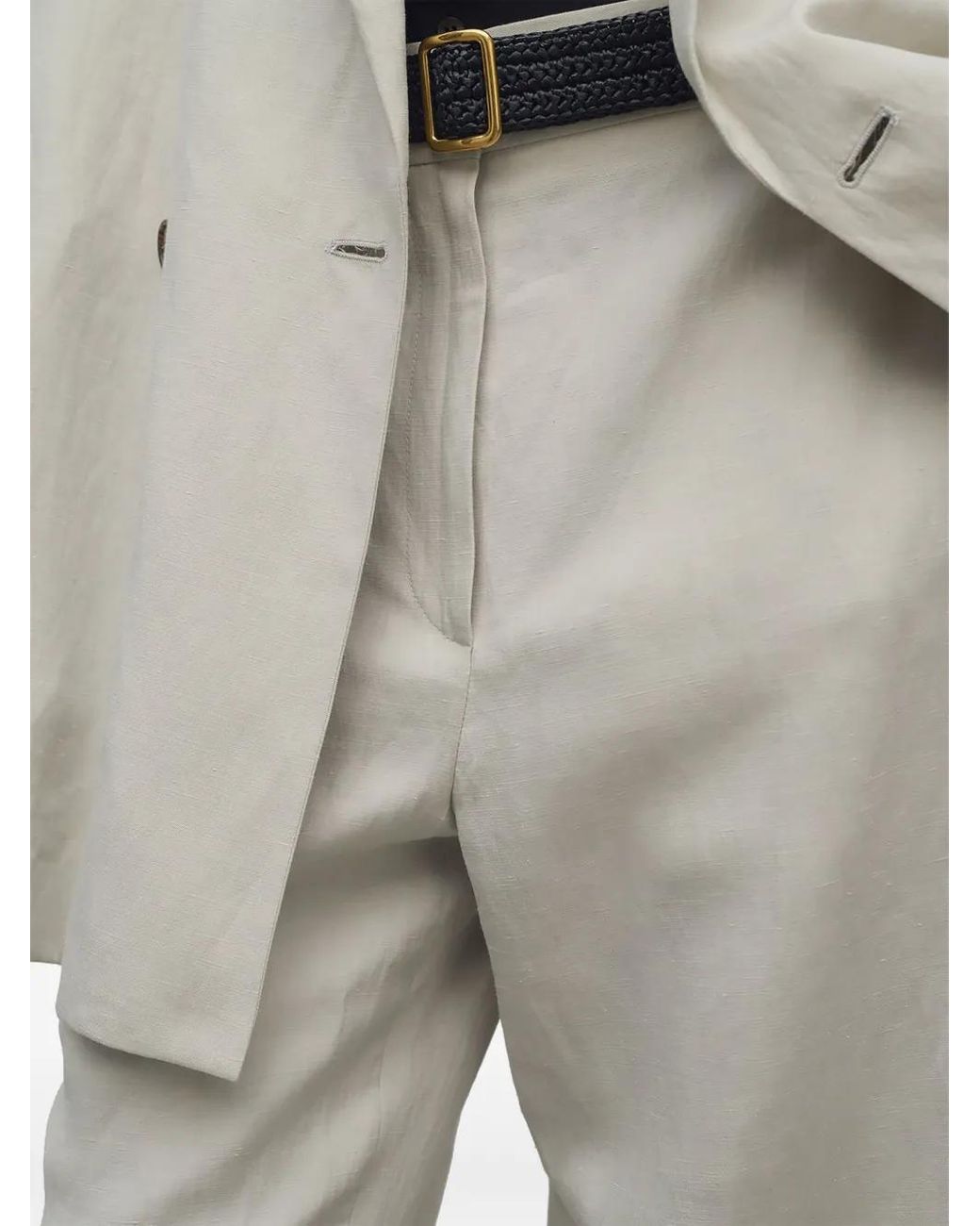 The Row White Noxy Pant In Silk And Linen