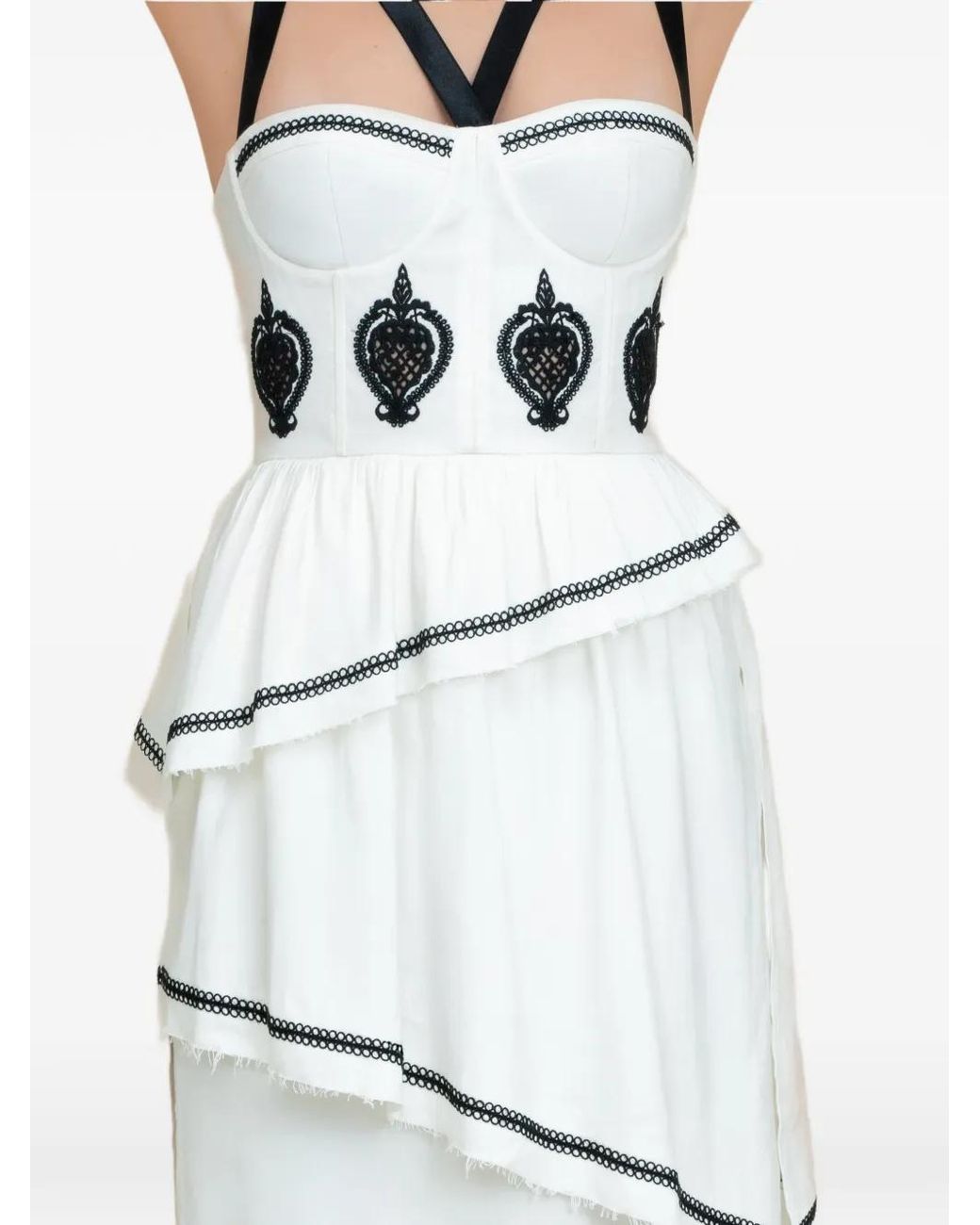 Contessa Mills White Bridget Tiered-Ruffle Dress