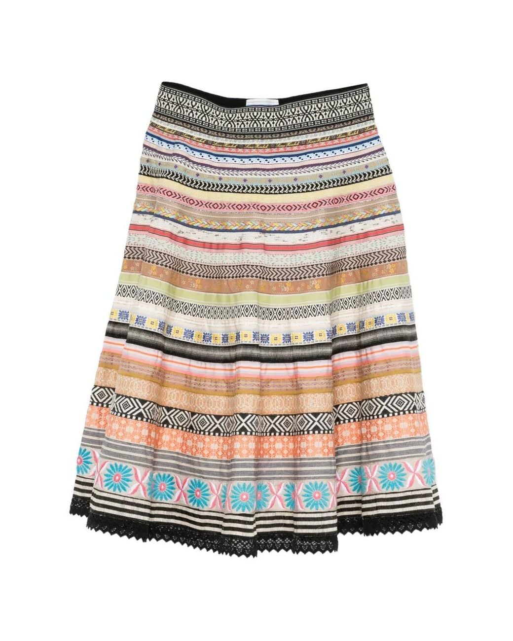 Lena Hoschek Natural Ribbon-Detail A-Line Midi Skirt