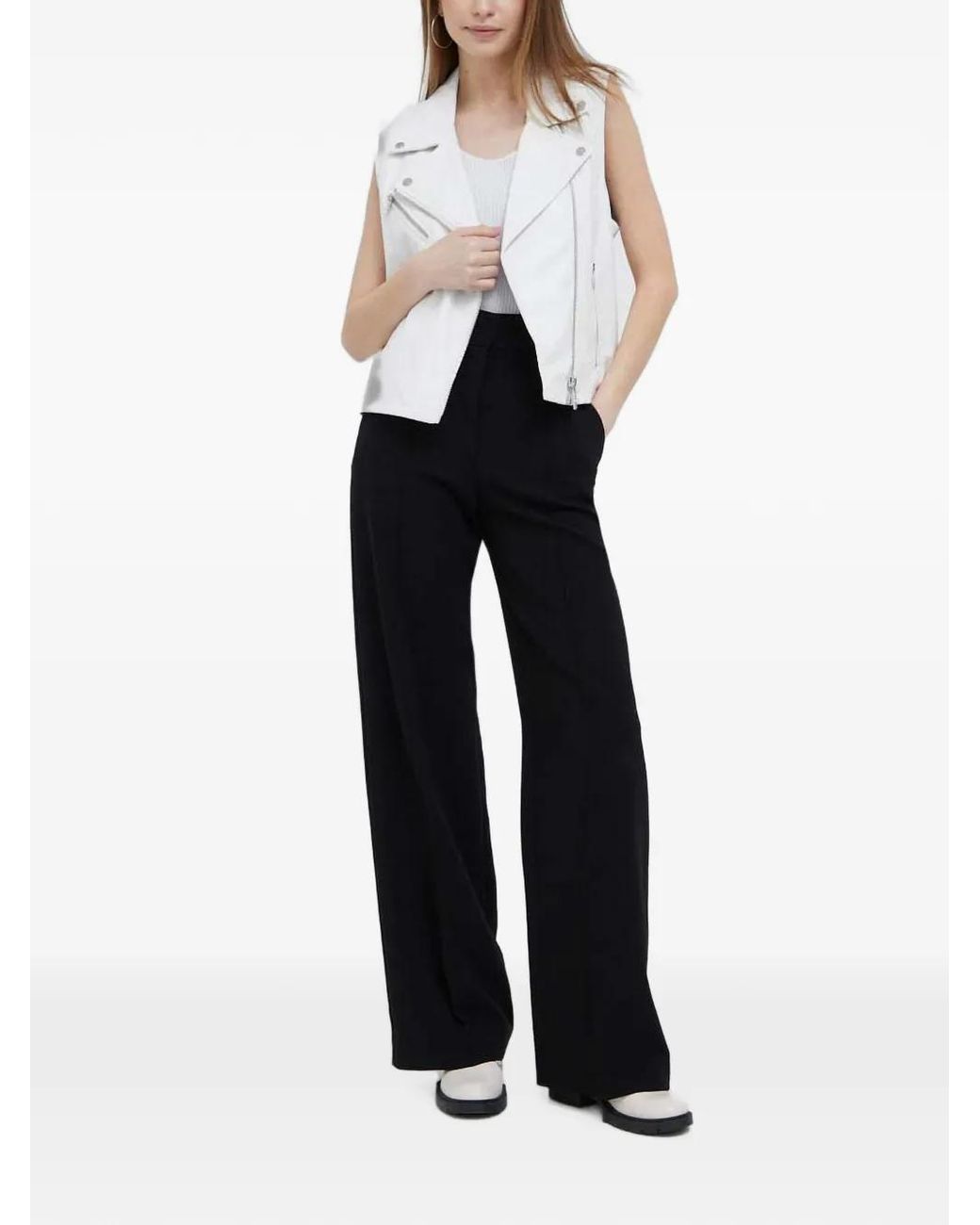 DKNY White Collarless Tank Top