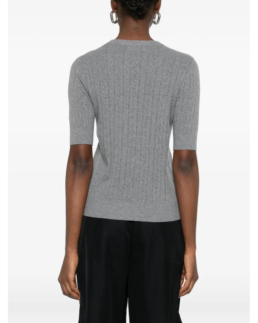 Lisa Yang Gray Nika Short-Sleeve Sweater