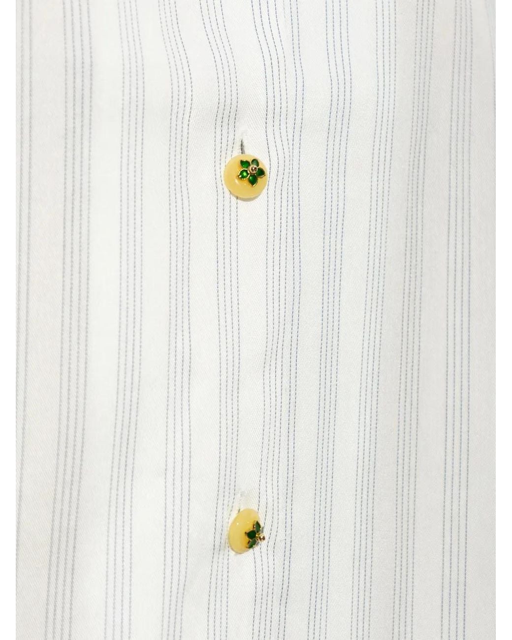 Munthe White Brianda Pinstripe-Pattern Short-Sleeved Shirt