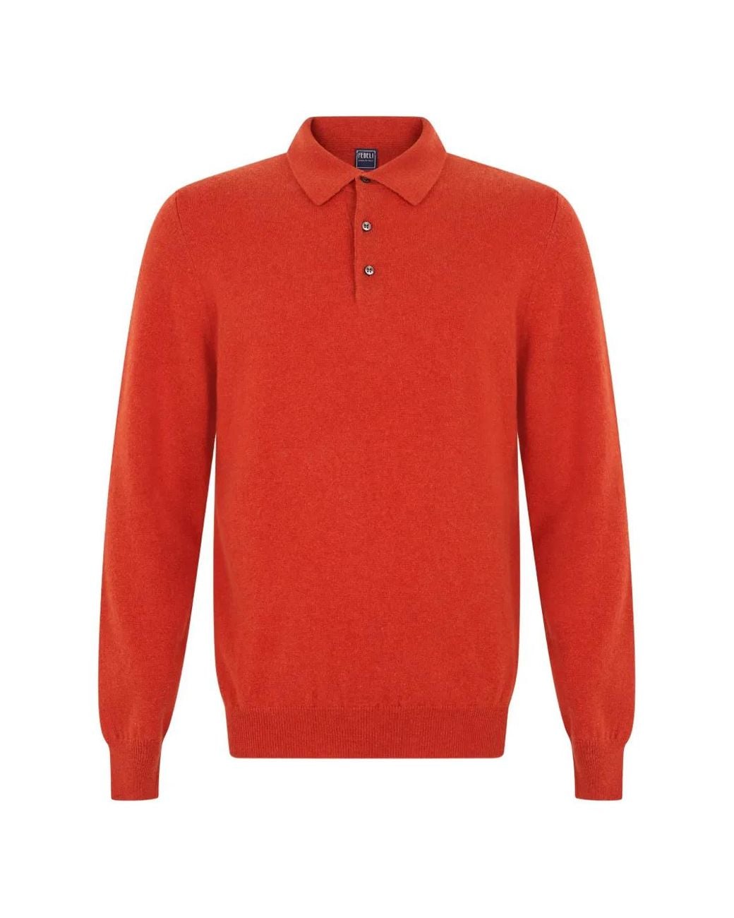 Fedeli Red Long-Sleeve Cashmere Sweater for men