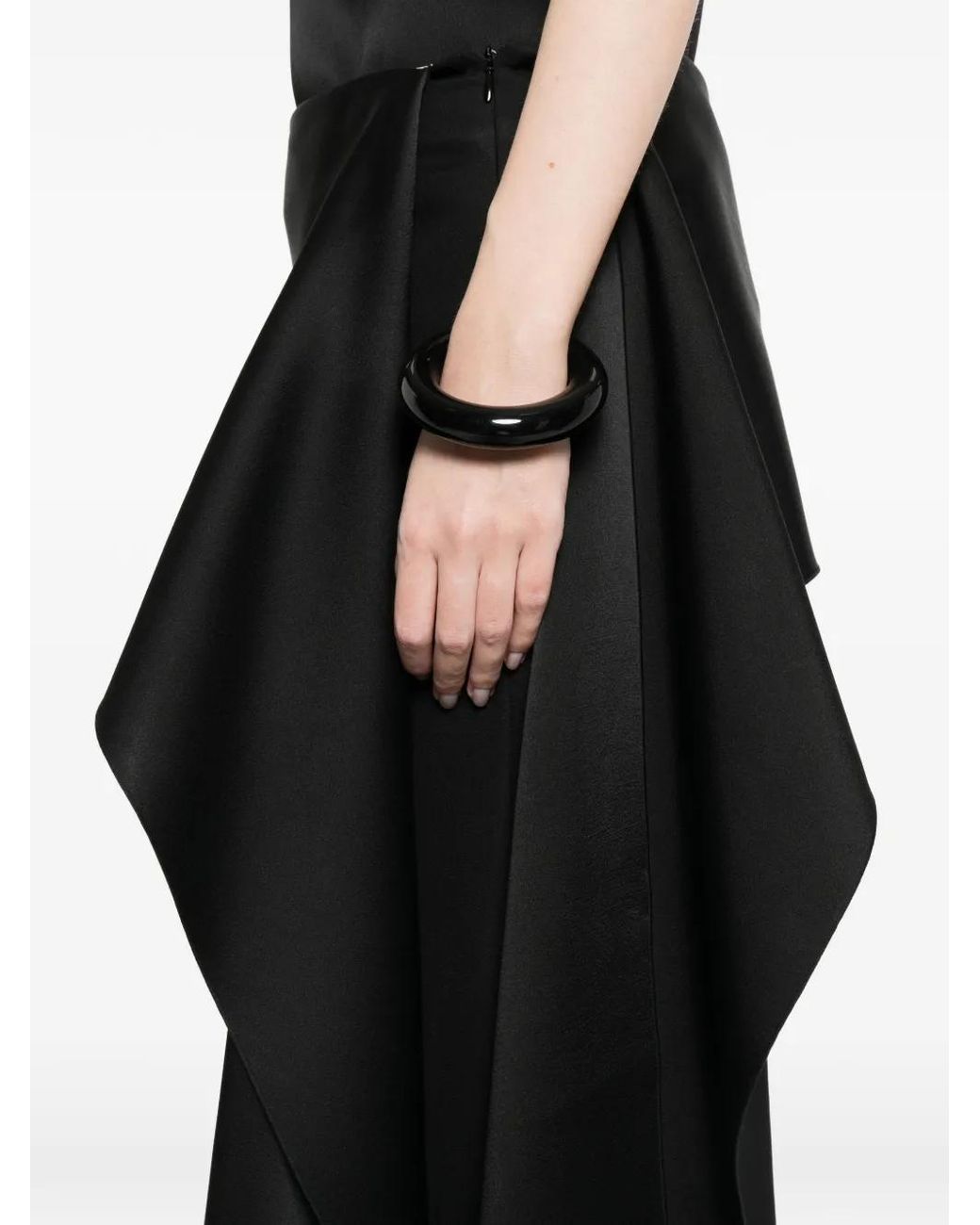 Carven Black Asymmetric-Draped Midi Skirt