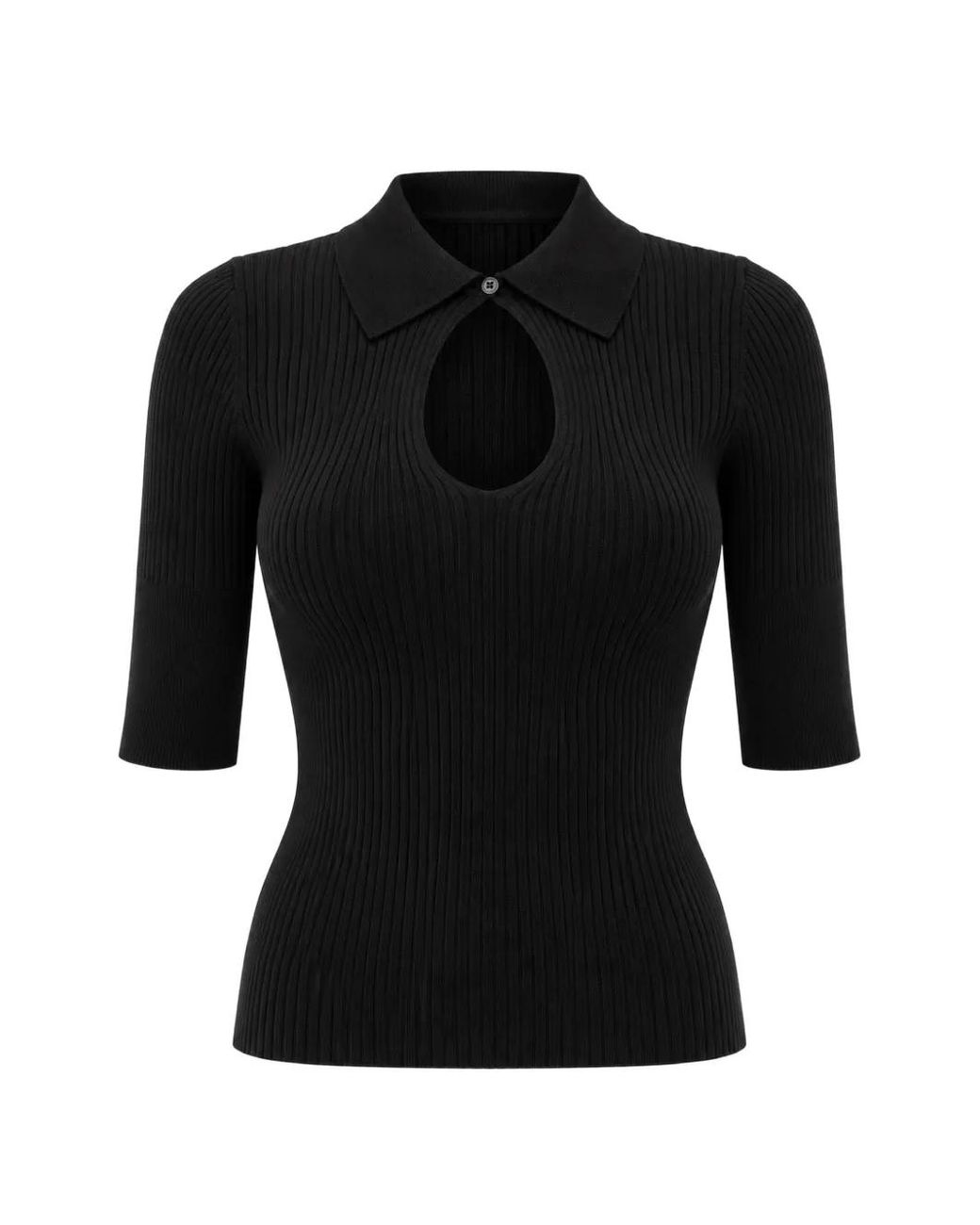 Kaos Black Ribbed Cut-Out Sweater