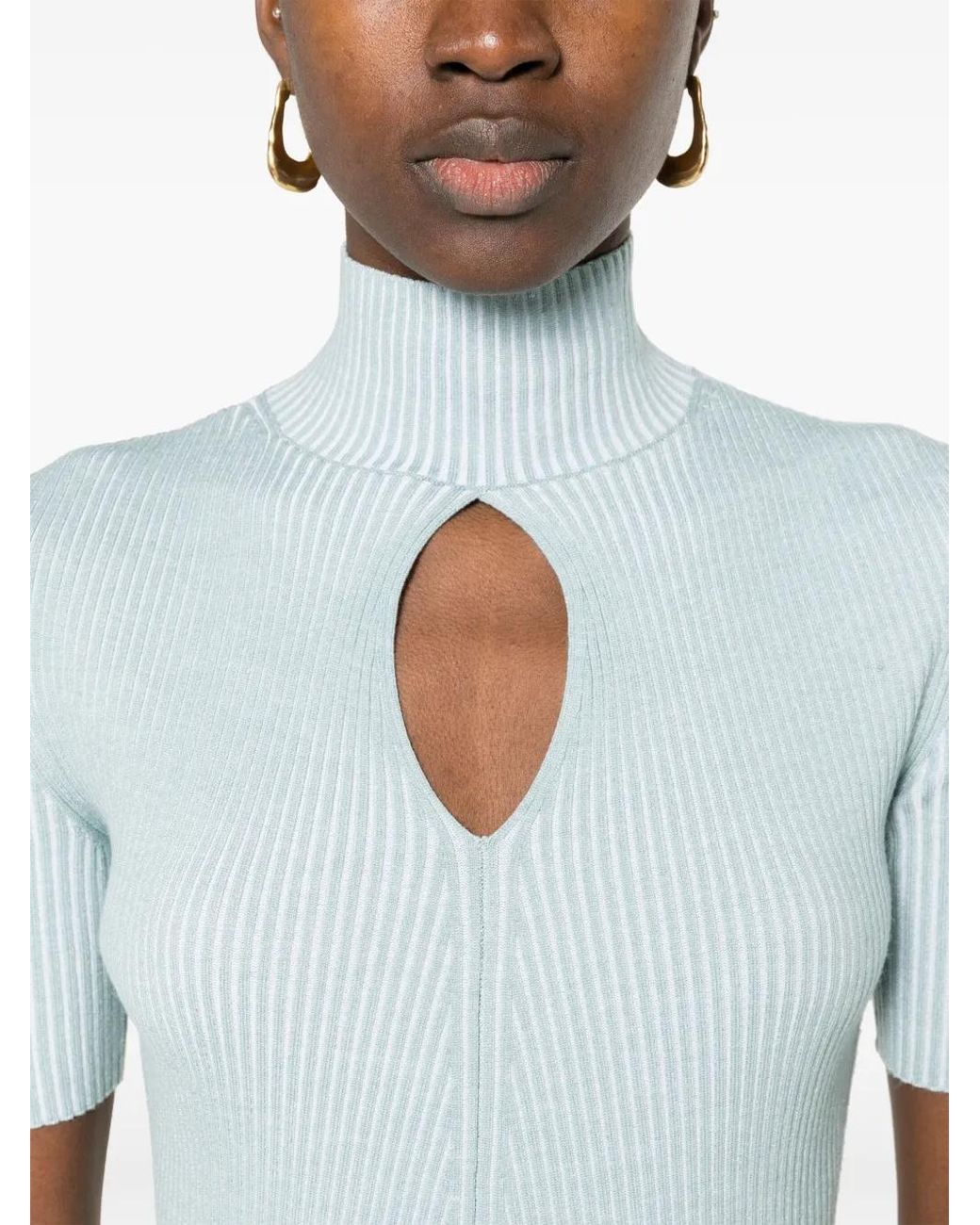Fendi Blue Cut-Out Detail Knitted Top