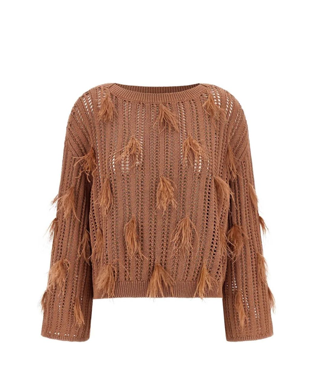 Twinset Brown Pull En Coton À Design Perforé