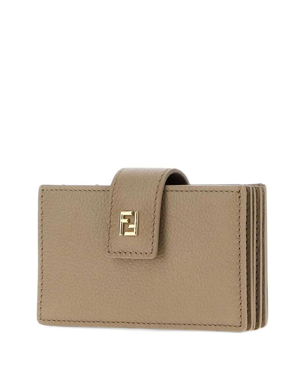Fendi Natural Ff Dove Leather Card Case