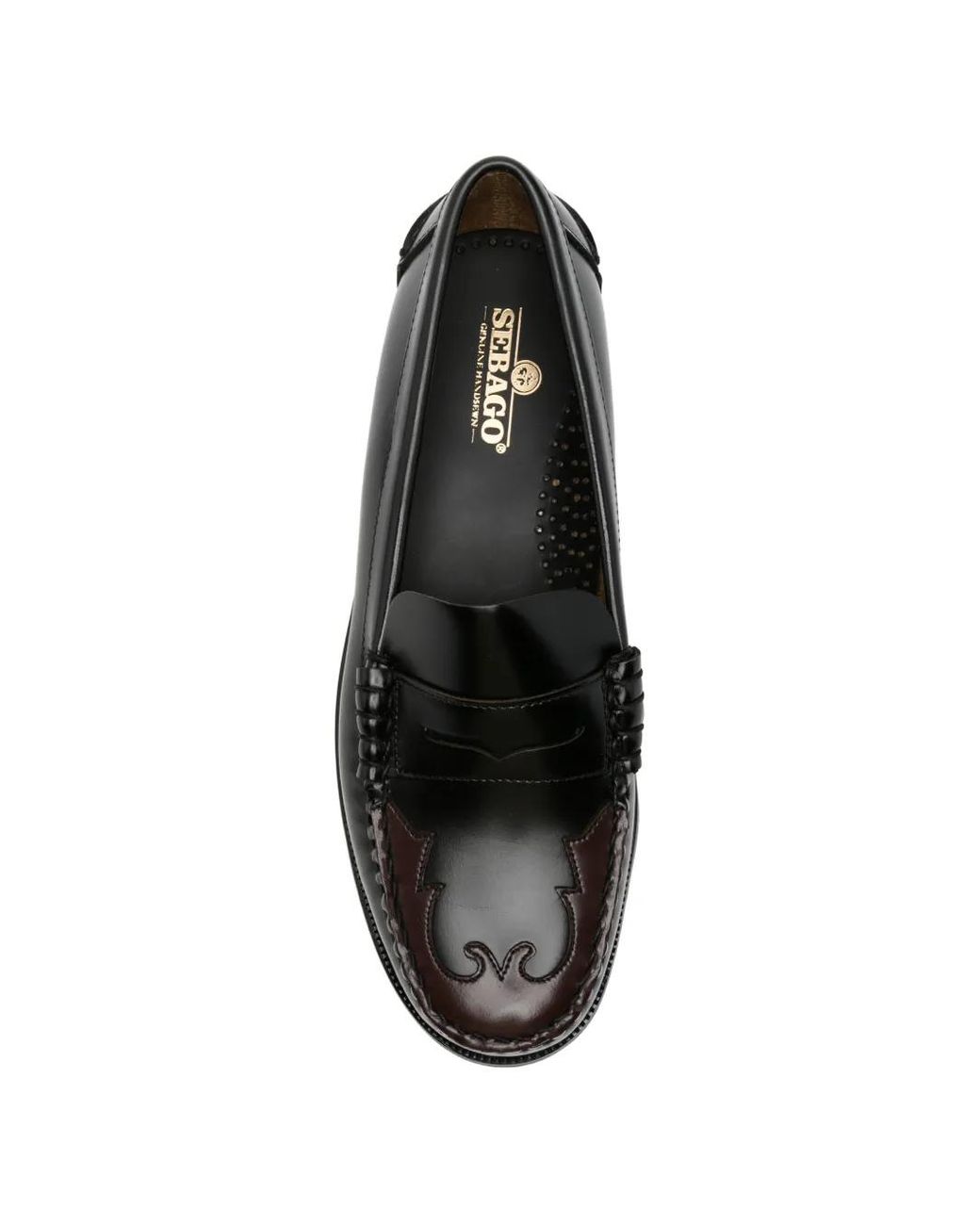 Sebago Black Engraved-Plaque Penny Loafers for men