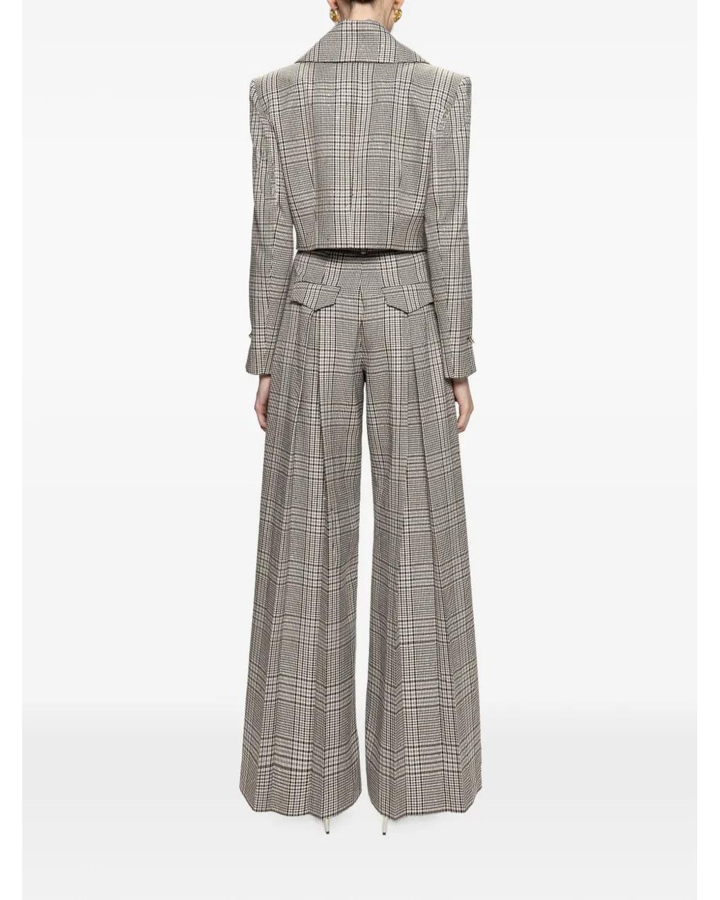 Nissa Gray Checked Cropped Jacket