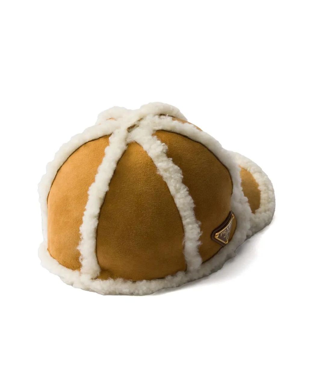 Prada Brown Suede Shearling Baseball Cap