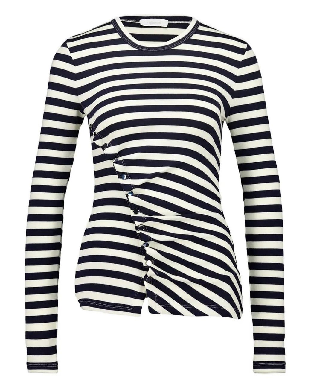 Rabanne Blue Striped Button-Detail Top