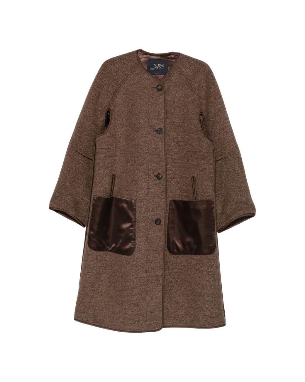 Seafarer Brown Hepburn Contrast-Pocket Panelled Coat