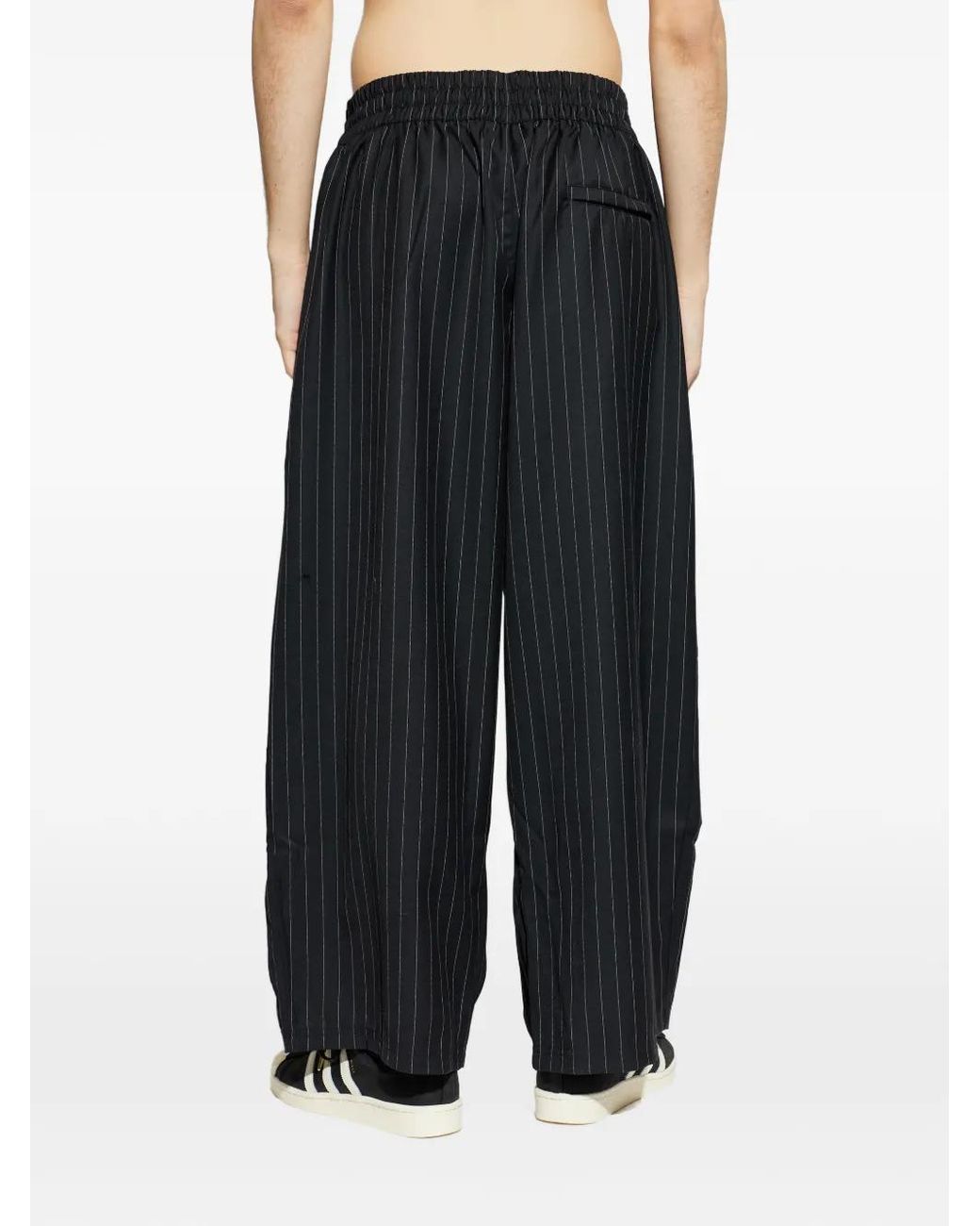 Adidas Black Chavarria Pinstripe-Pattern Wide-Leg Trousers for men