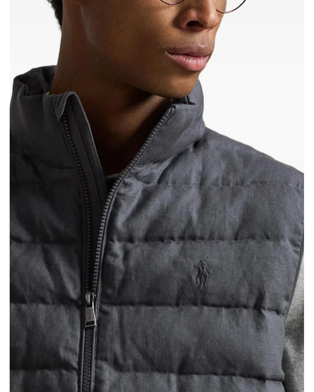 Polo Ralph Lauren Gray Woven Quilted Linen Gilet for men