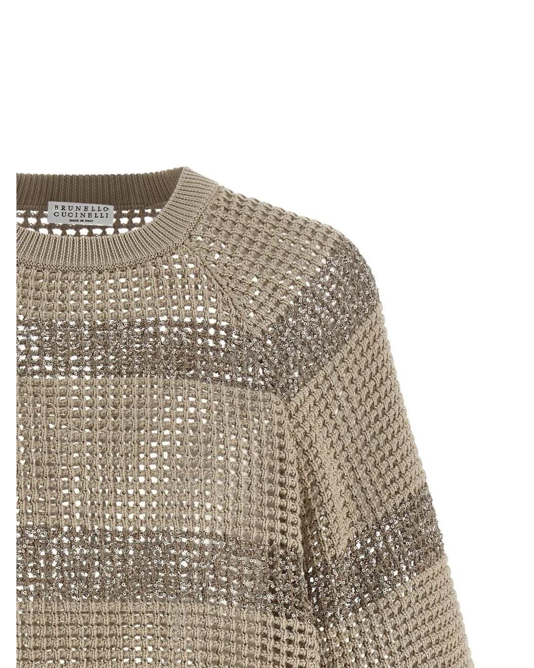 Pull Rayé À Sequins Brunello Cucinelli en coloris Natural