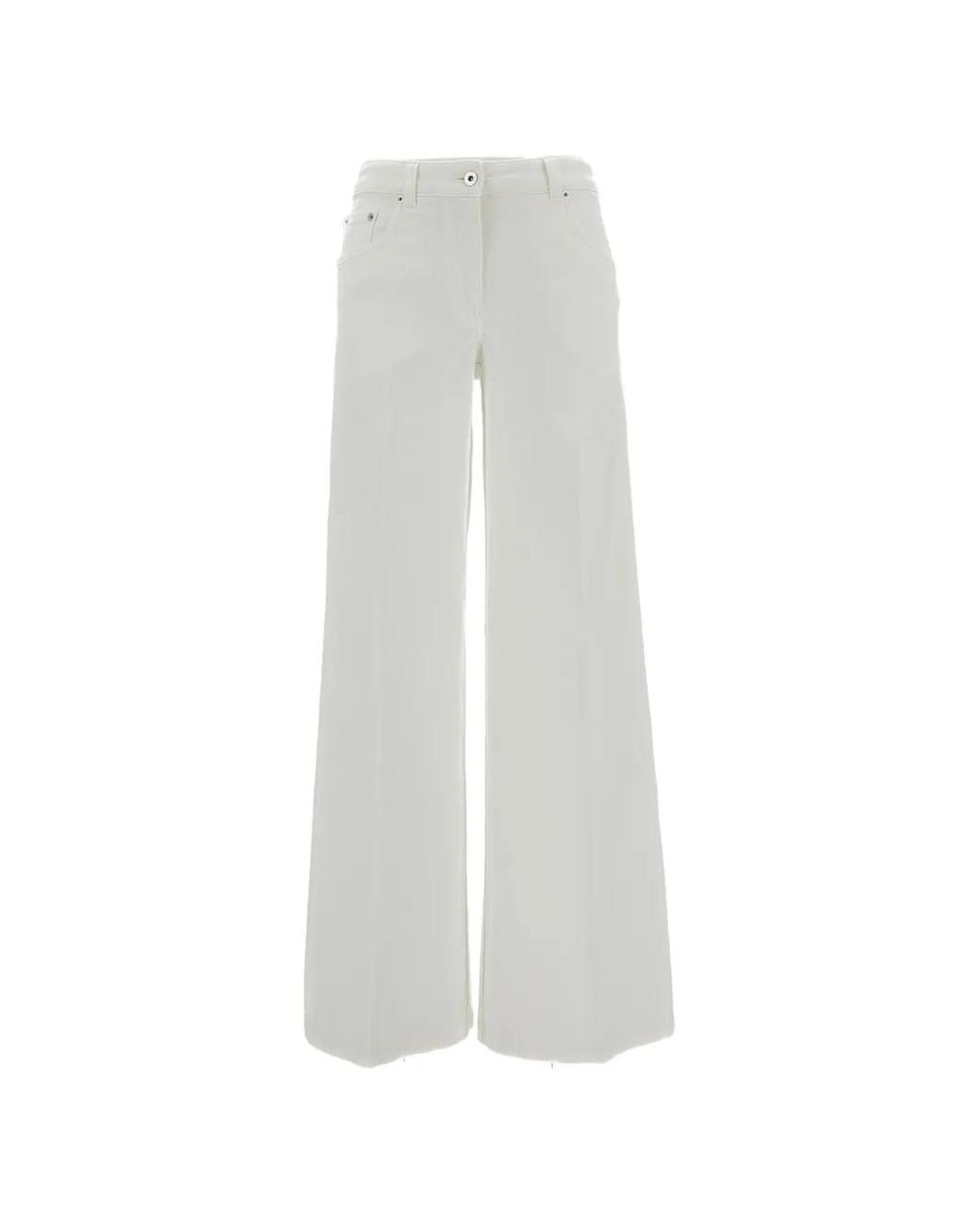 True Royal White Wide-Leg Trousers