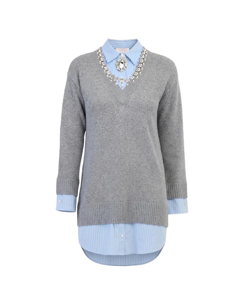 Cinq À Sept Gray Santina Crystal-Embellished Layered Mini Dress
