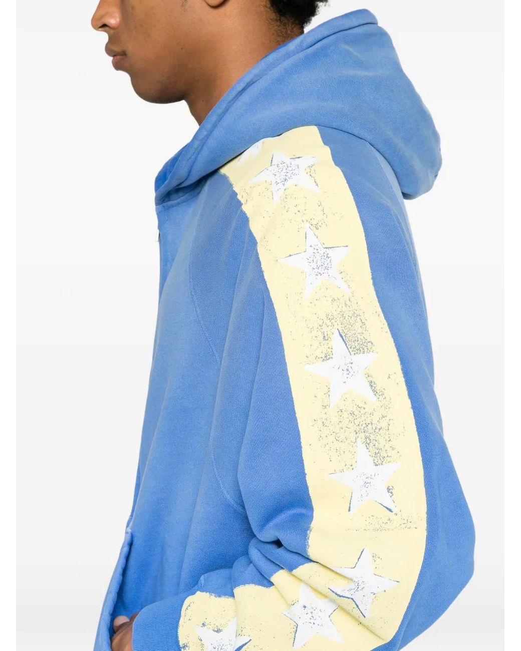 Secnd Slf Blue Star-Print Zip-Up Hoodie for men
