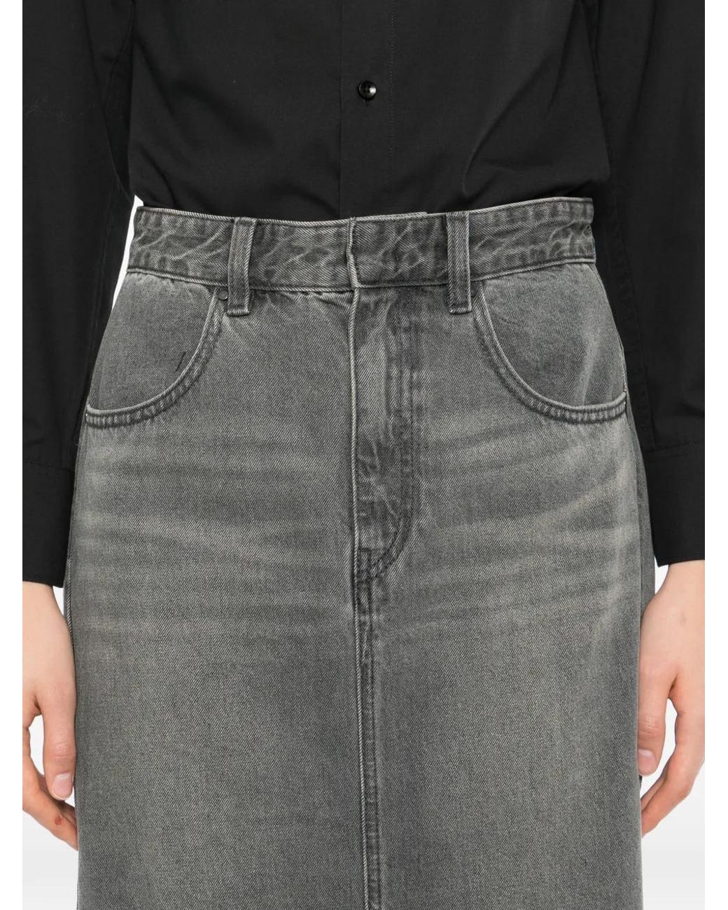 JNBY Gray Denim Midi Skirt